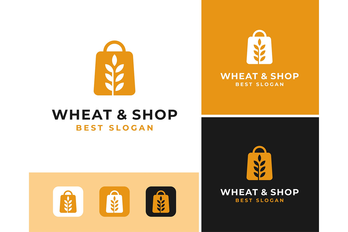 Shopping Bag Wheat Plant Logo, a Branding & Logo Template by ika trisiana