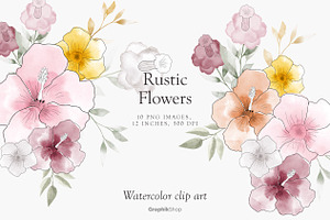 Watercolor Rustic Flowers