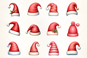 Watercolor Christmas Hat Clipart, an Illustration by CrexoraLab (Thumbnail 3 of 5)