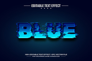 Blue 3D Editable Text Effect