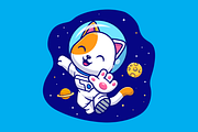 Cute Cat Astronaut Floating In Space, an Animal Illustration by Catalyst Labs (Thumbnail 2 of 2)