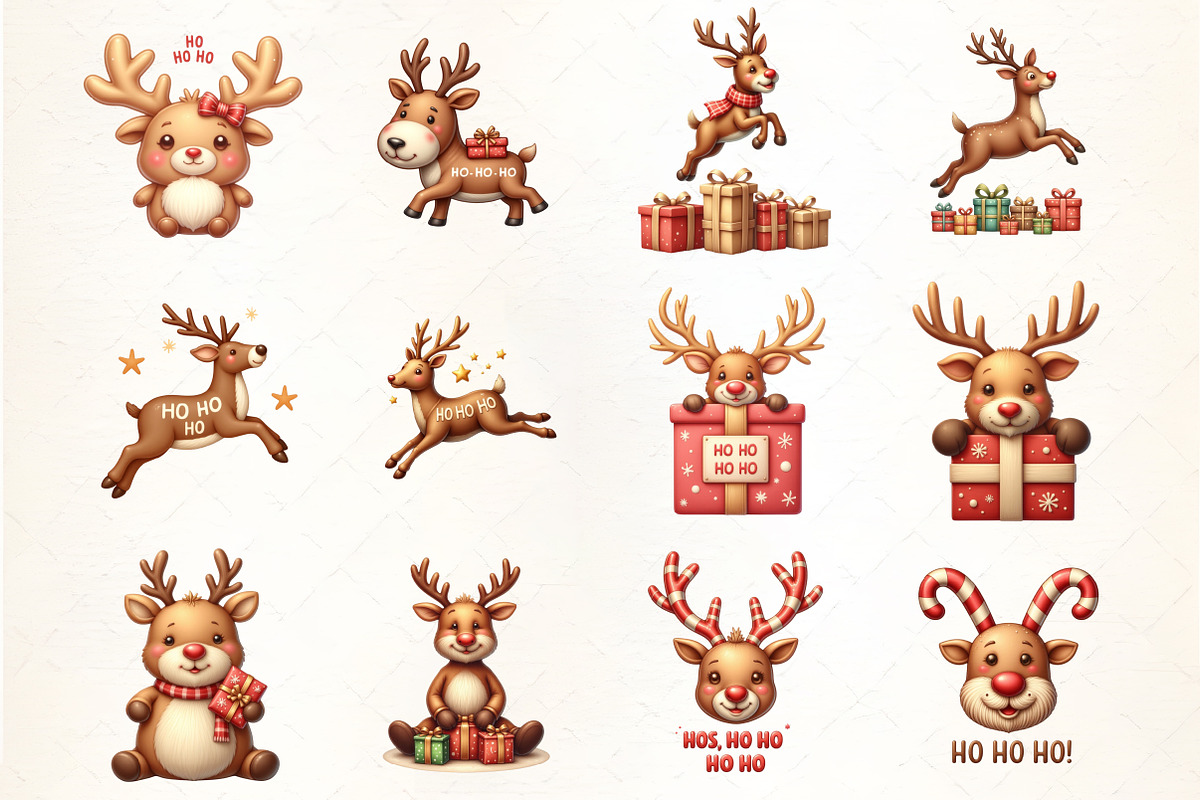 HO HO HO Reindeer Christmas, an Illustration by CrexoraLab (Photo 4 of 5)