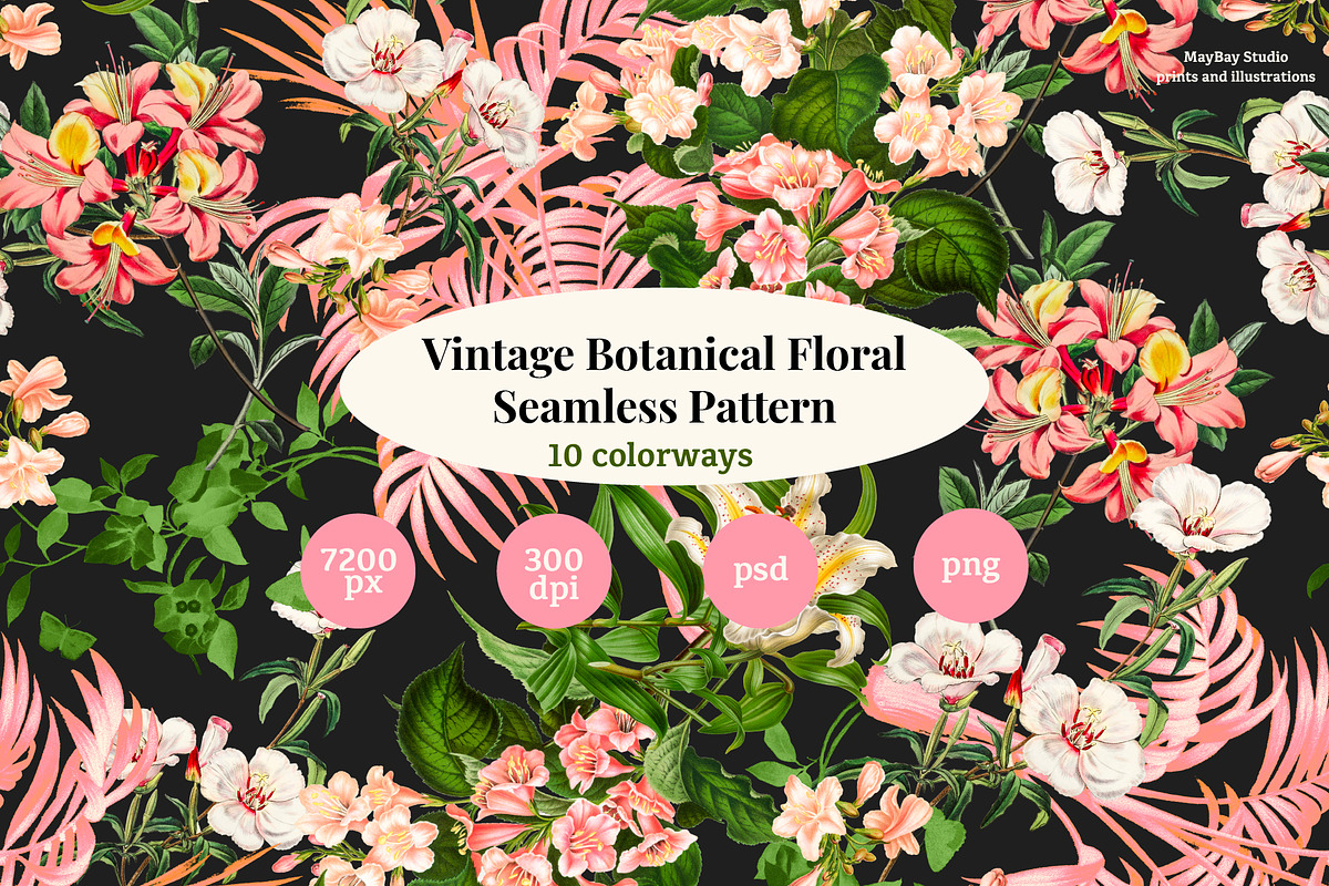 Botanical Archive Floral Pattern, a Pattern Graphic by MayBay Studio (Photo 1 of 6)