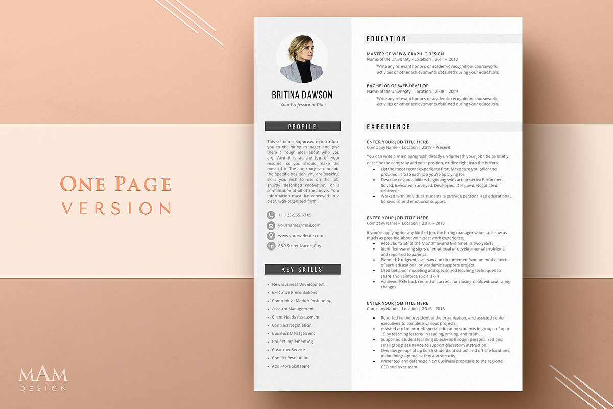 Modern Resume CV Template with photo, a Resume Template by MAM Design (Photo 2 of 10)