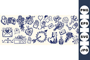 Hand Drawn Valentine Clipart Set, an Illustration by designvectx (Thumbnail 1 of 3)