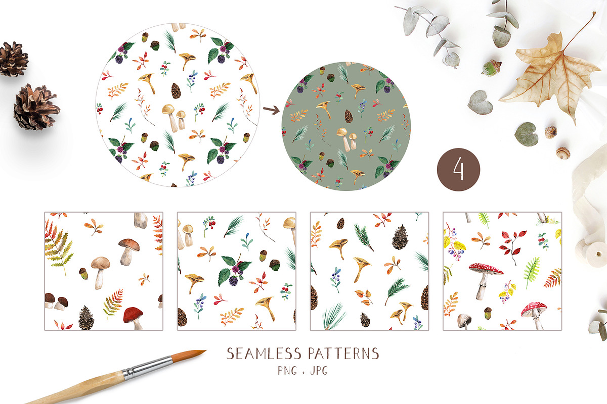 Watercolor autumn forest, a Seasonal Illustration by LeriaArt watercolor (Photo 8 of 9)