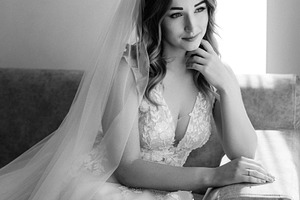 portrait of a bride in the morning before the wedding, a Person Photo by Weddings, People, Travel