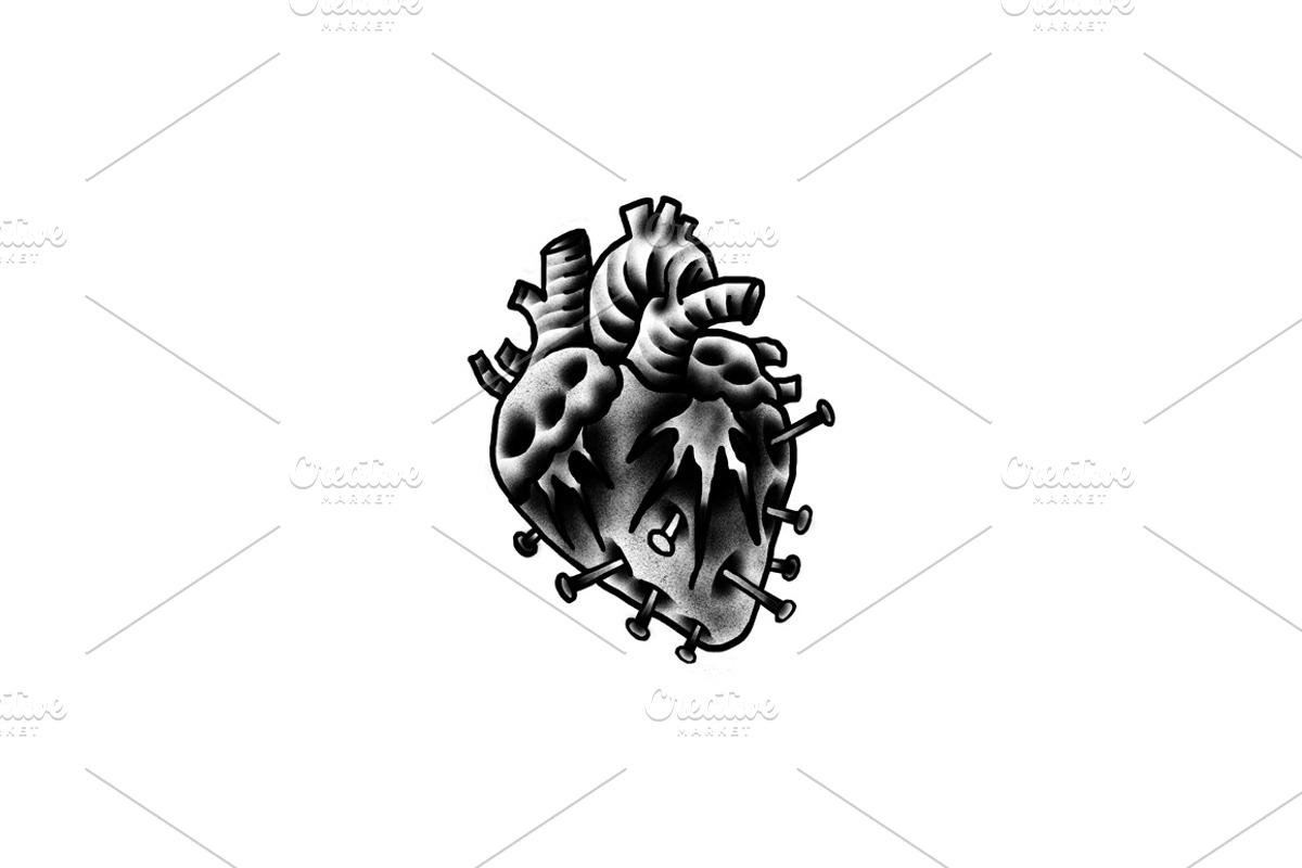Human Heart | Tattoo Style, an Education Illustration by Design by sebrodbrick (Photo 6 of 11)