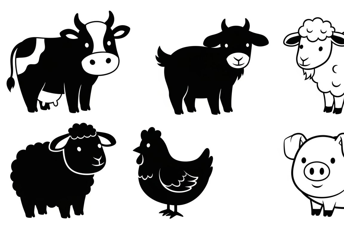 Cute Farm Animal Silhouette Bundle, an Illustration by hafijul (Photo 17 of 51)