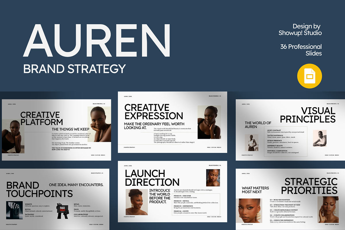AUREN Brand Strategy Google Slides, a Presentation Template by ShowUp! Studio (Photo 1 of 6)