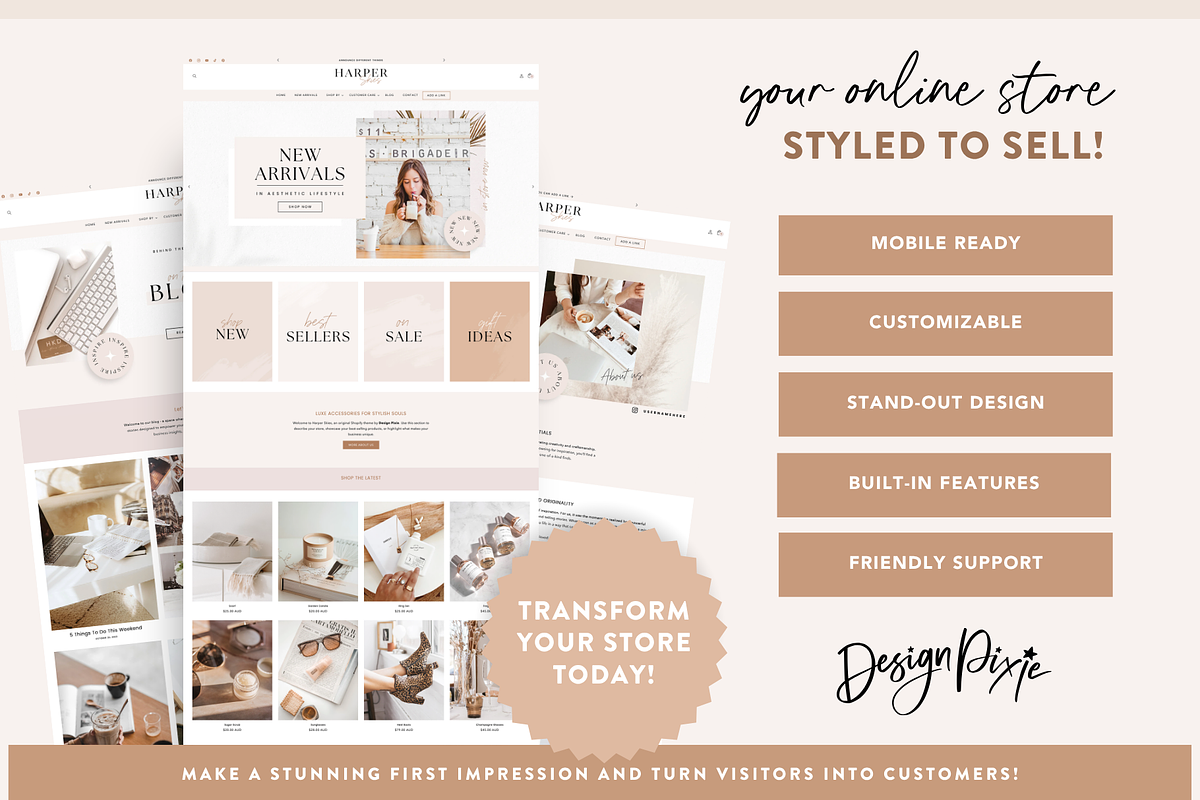 Minimal Aesthetic Shopify Theme, a Shopify Template by Design Pixie (Photo 3 of 11)