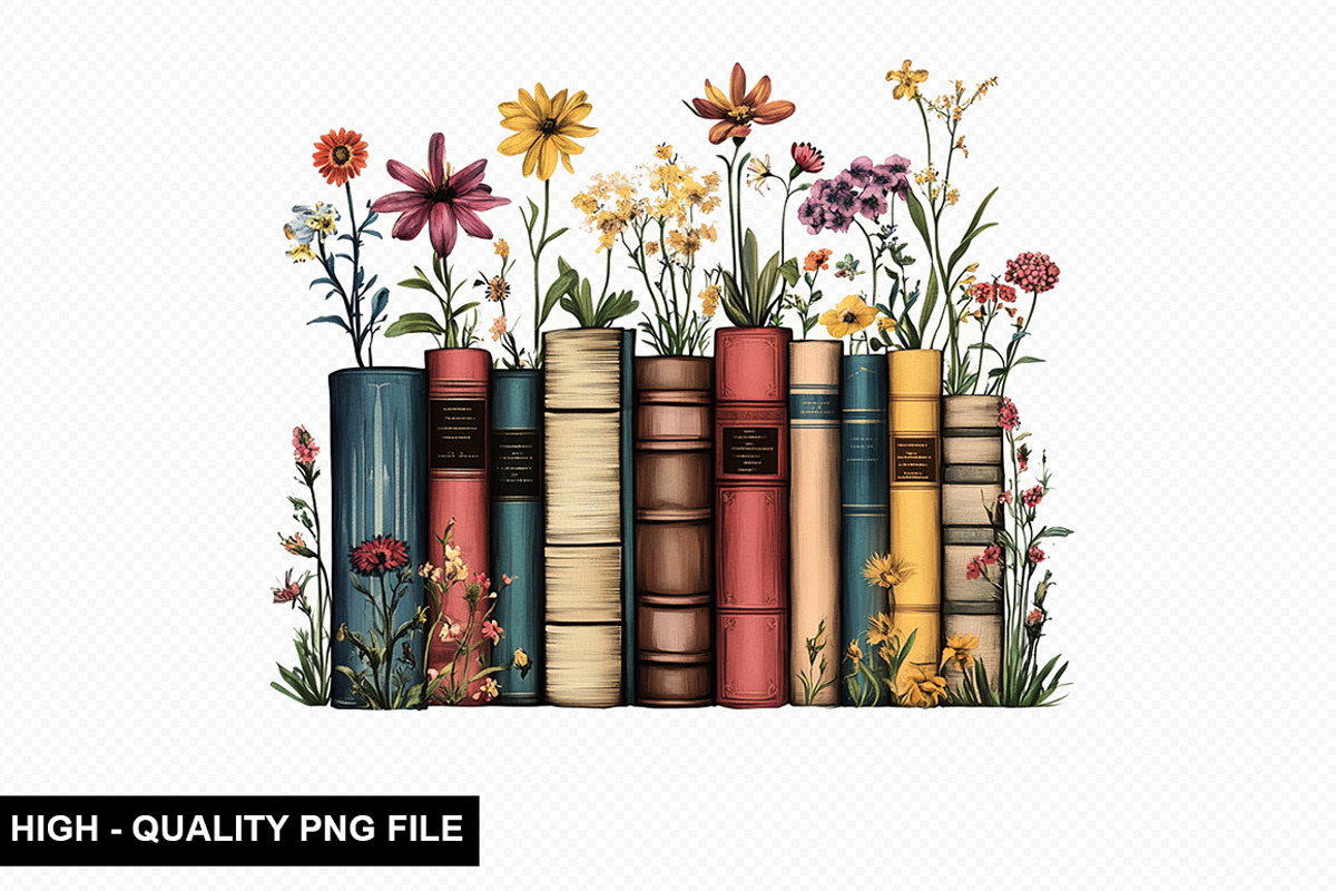 Watercolor Floral Books Clipart Bund, a Graphic by crative8112 (Photo 4 of 11)