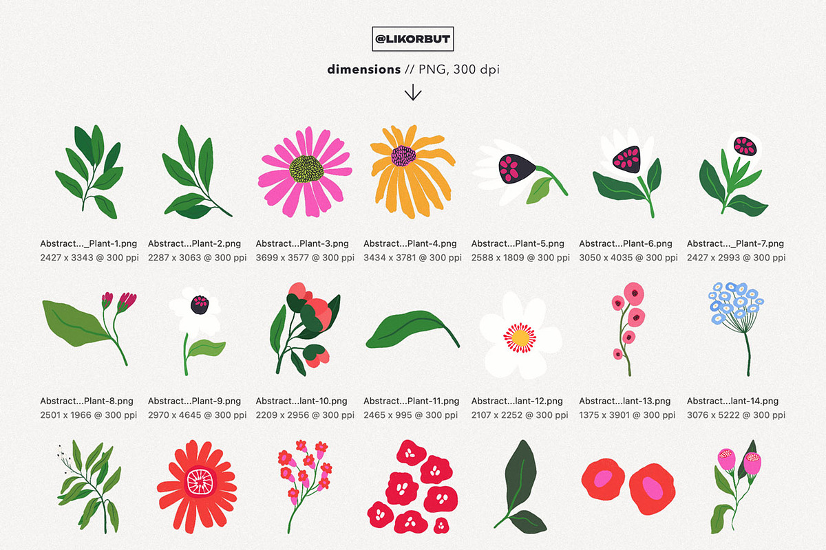 Abstract Modern Floral Graphics, a Decorative Illustration by likorbut (Photo 6 of 10)