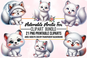 Adorable Arctic Fox Clipart, an Animal Illustration by Craft Nest