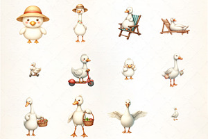 Silly Summer Goose Clipart, an Illustration by CrexoraLab
