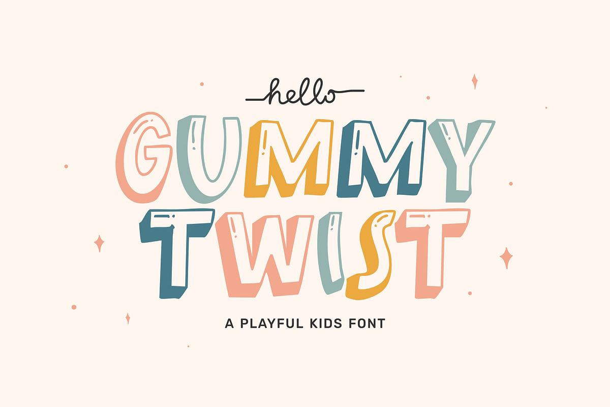 Gummy Twist - 3D Playful Kids Font, a Handwritten Font by Imoodev (Photo 1 of 5)