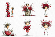 Watercolor Cherry Girl Clipart, an Animal Illustration by Craft Nest (Thumbnail 4 of 6)