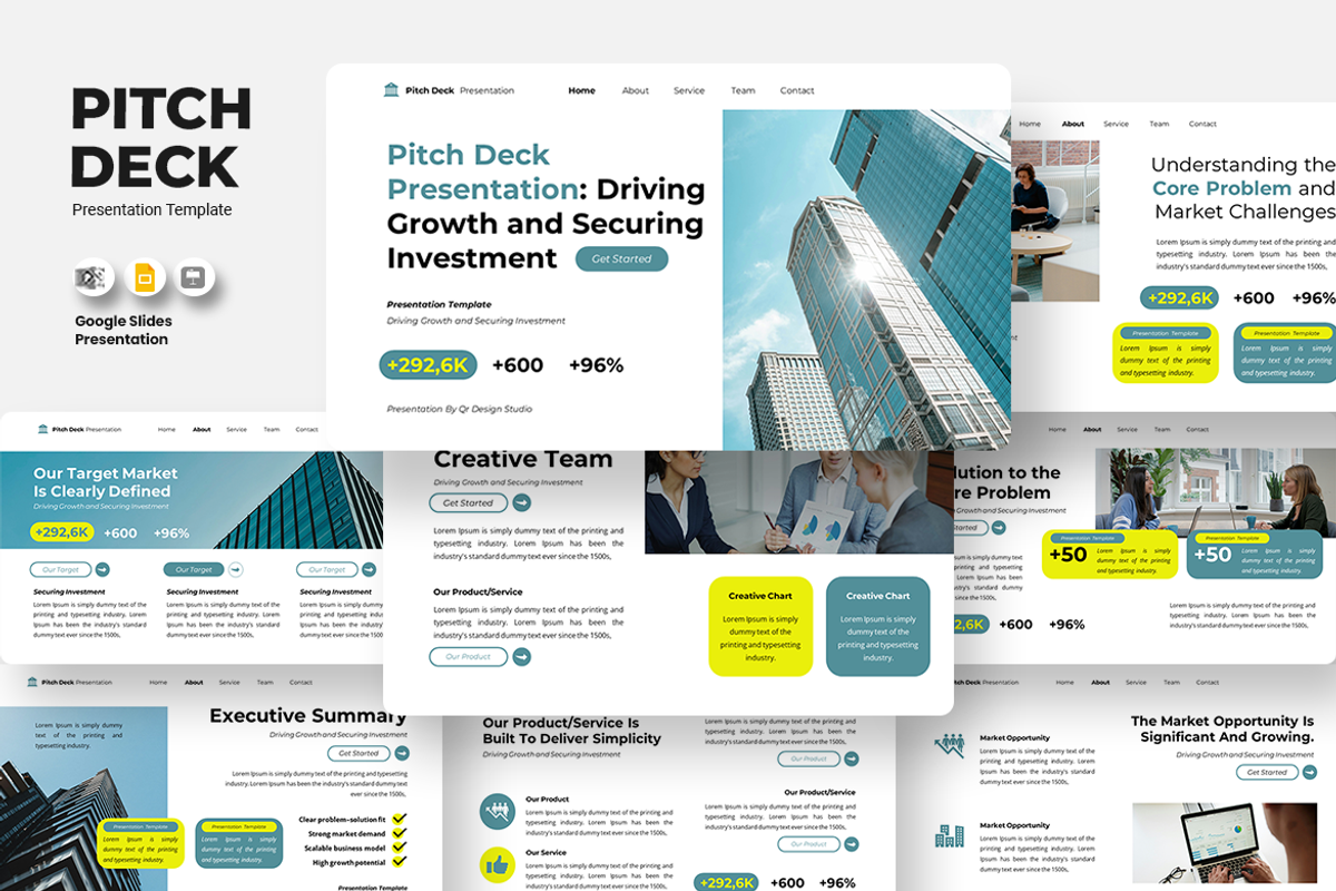 Pitch Deck - Google Slides Template, a Presentation Template by QR Design Studio (Photo 1 of 3)
