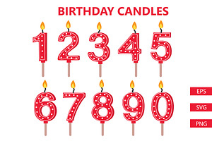 Red Burning Number Candles set