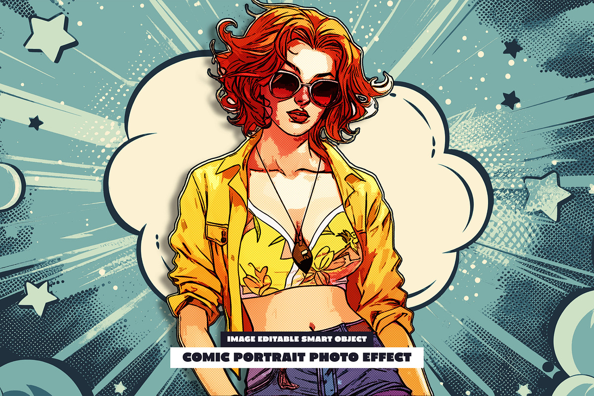 Comic Portrait Photo Effect, a Layer Style Add-On by dokudokunomi