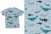 Whale pattern, a Pattern Graphic by 13 RAPPORTS I Lena Nesmi (Thumbnail 2 of 8)