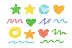 Colorful hand-drawn shapes including, an Illustration by ZinetroN