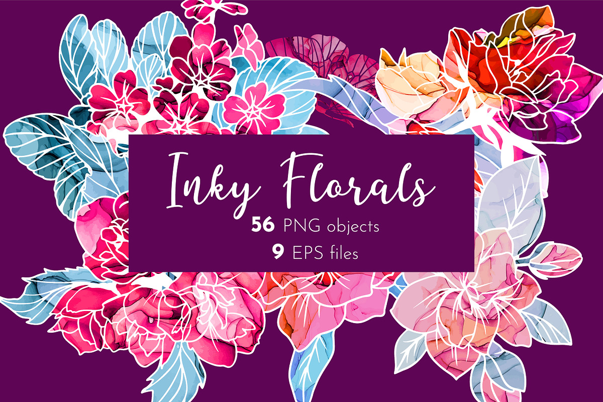 Alcohol Ink Flowers and Leaves, an Object Graphic by JSolomatina (Photo 1 of 10)