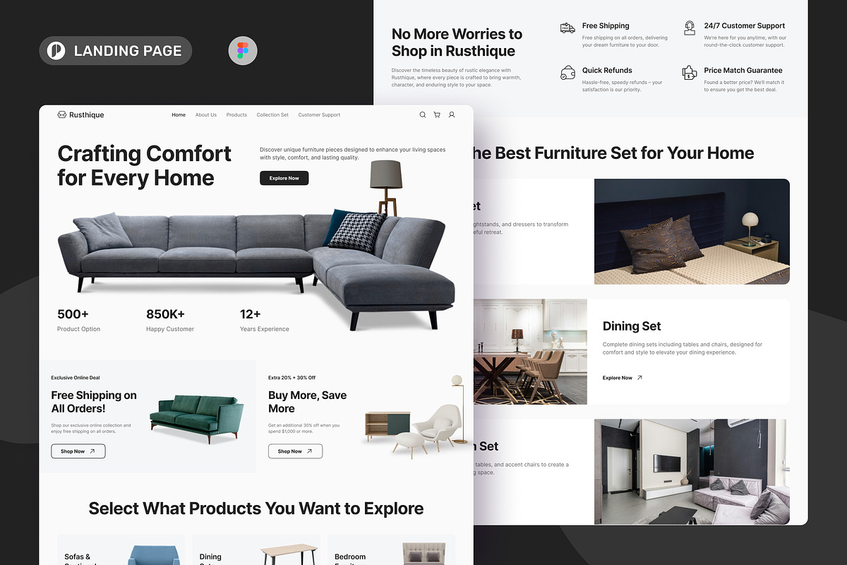 Home Furniture Landing Page, an UI Kit Template by peterdraw (Photo 1 of 3)