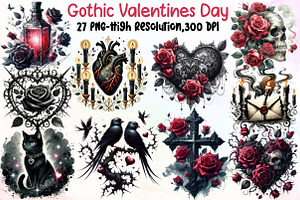 Gothic Valentines Day Clipart PNG, an Illustration by Sublimation Artist