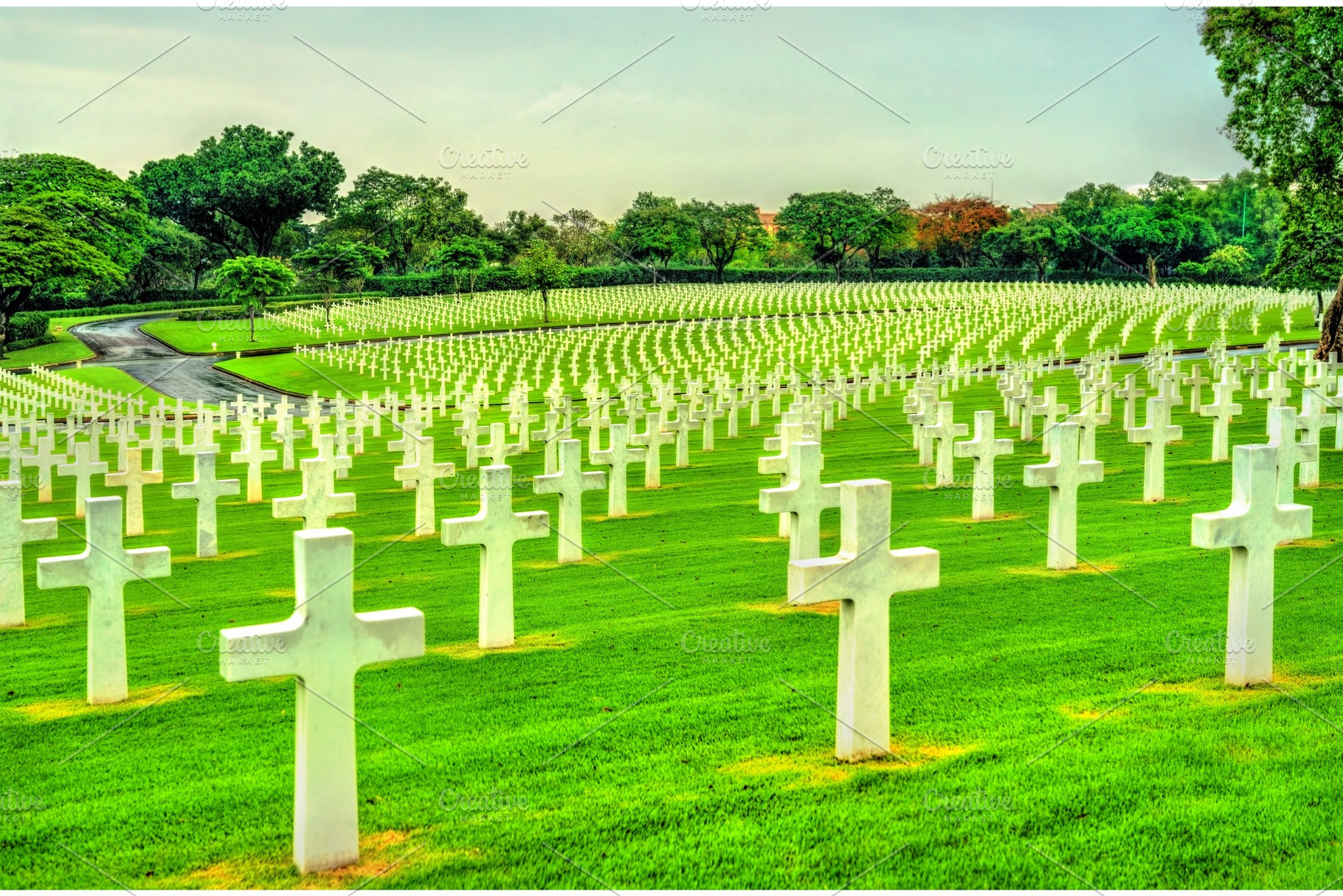 Graves in Manila American Cemetery, an Architecture Photo by Leonid Andronov