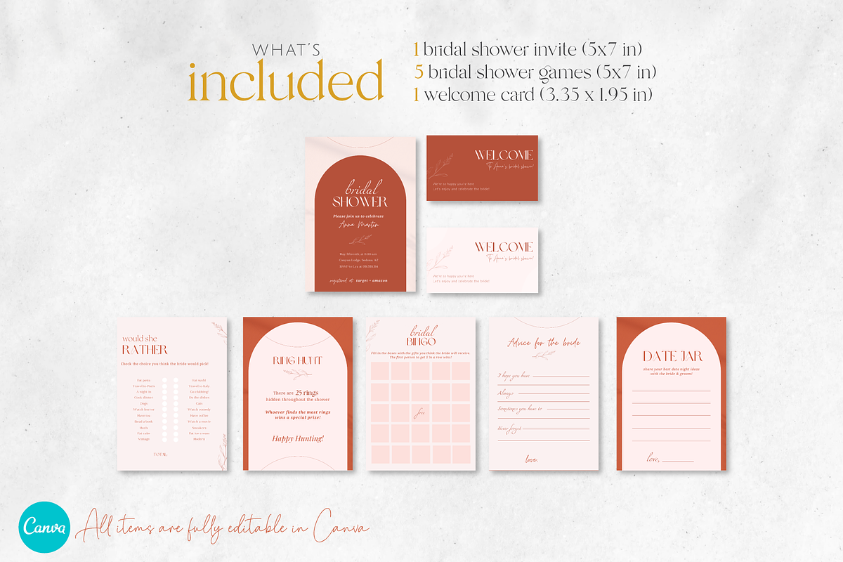 Boho Bridal Shower Invite and Games, a Stationery Template by Matisse Studio (Photo 3 of 6)