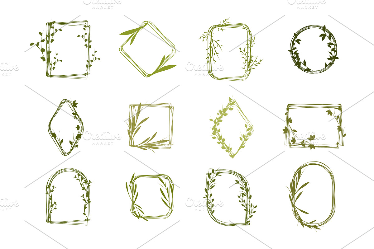 Organic floral frames in different, an Object Illustration by okskukuruza