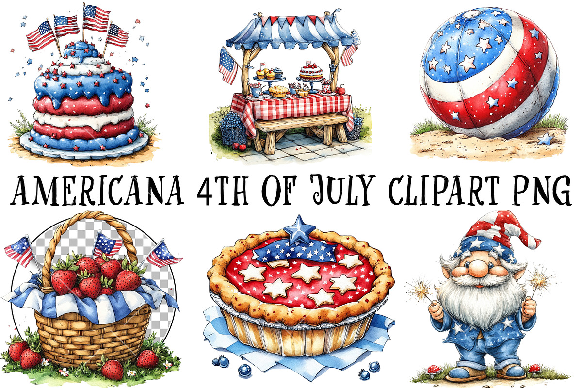 Americana 4th of July Clipart PNG, an Illustration by OK Design (Photo 2 of 6)