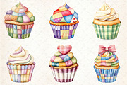 Patchwork Cupcake Clipart, an Illustration by Rose Art (Thumbnail 3 of 4)