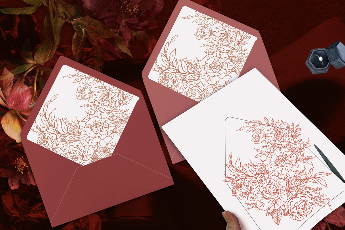 Floral Envelope Liner Template, an Invitation Template by Shwet Art (Photo 4 of 6)