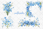Light Blue flowers Clipart, a Decorative Illustration by LeCoqDesign (Thumbnail 2 of 5)