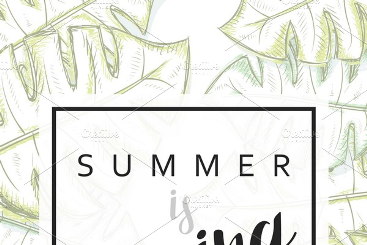 Design background with palm leaves, a Decorative Illustration by Vectorist