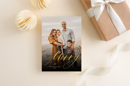 Gold Merry Christmas Card Template