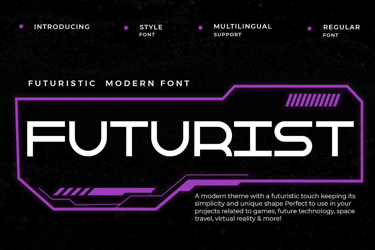 Futurist - Futuristic Modern Font, a Sans Serif Font by overlaytemplates (Photo 1 of 5)