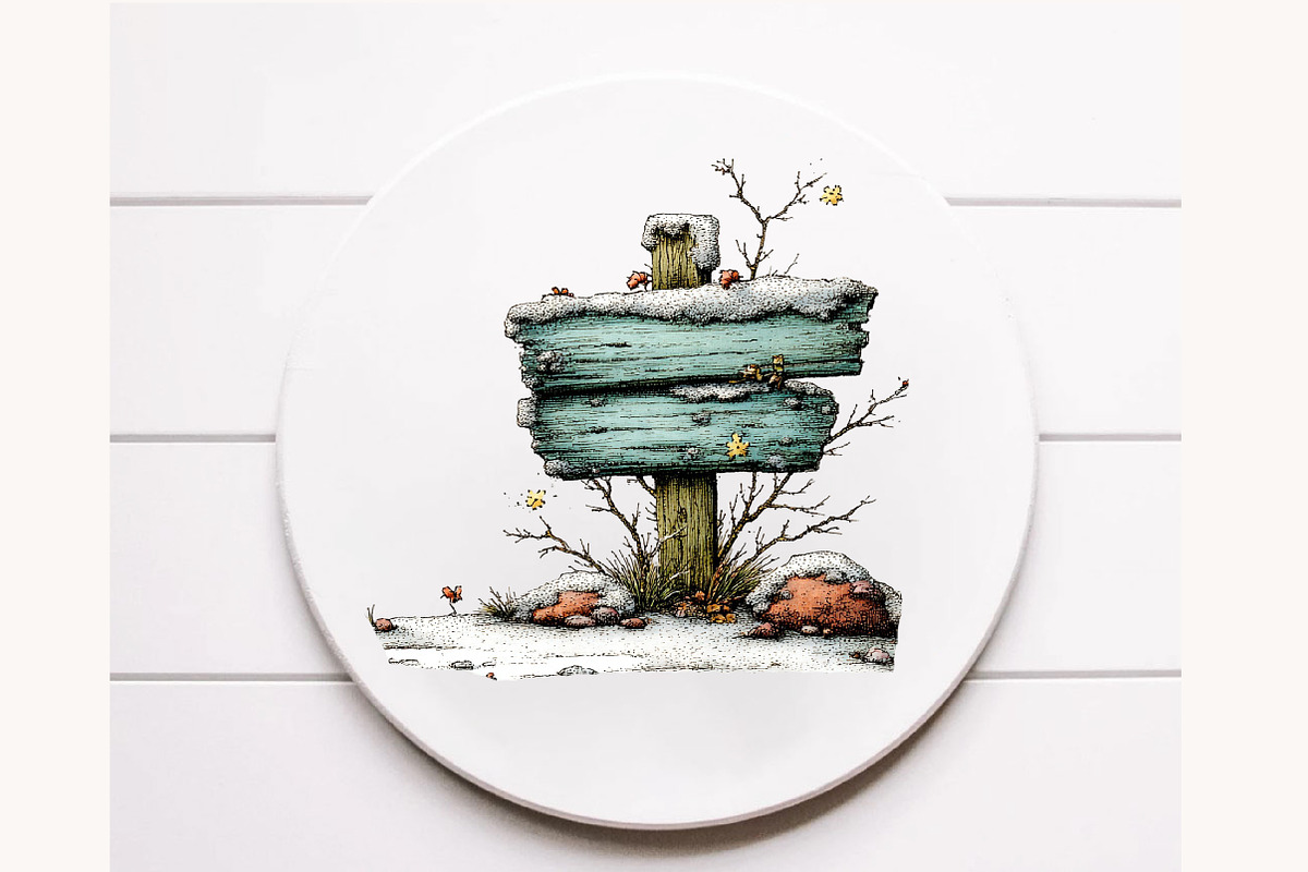 Whimsical Wooden Signpost Clipart, a Seasonal Illustration by Designworld (Photo 11 of 11)