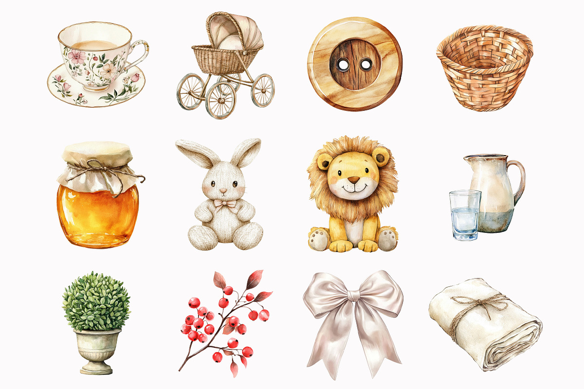 Watercolor Rustic Atelier Clipart, an Illustration by Design Market (Photo 3 of 5)