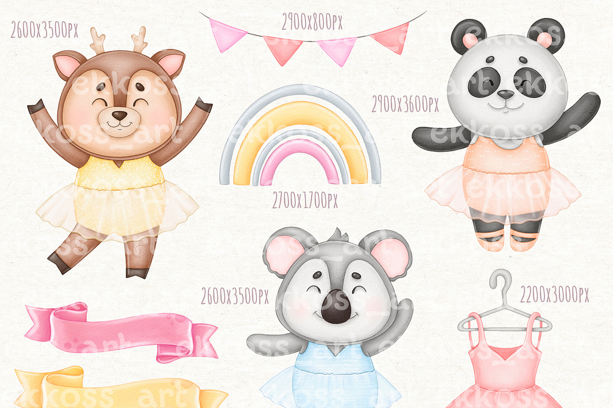 Animals Ballerinas Clipart, an Animal Illustration by ekossa_art (Photo 4 of 6)