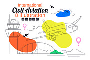 8 International Civil Aviation Day, a Transportation Illustration by denayunebgt (Thumbnail 1 of 3)
