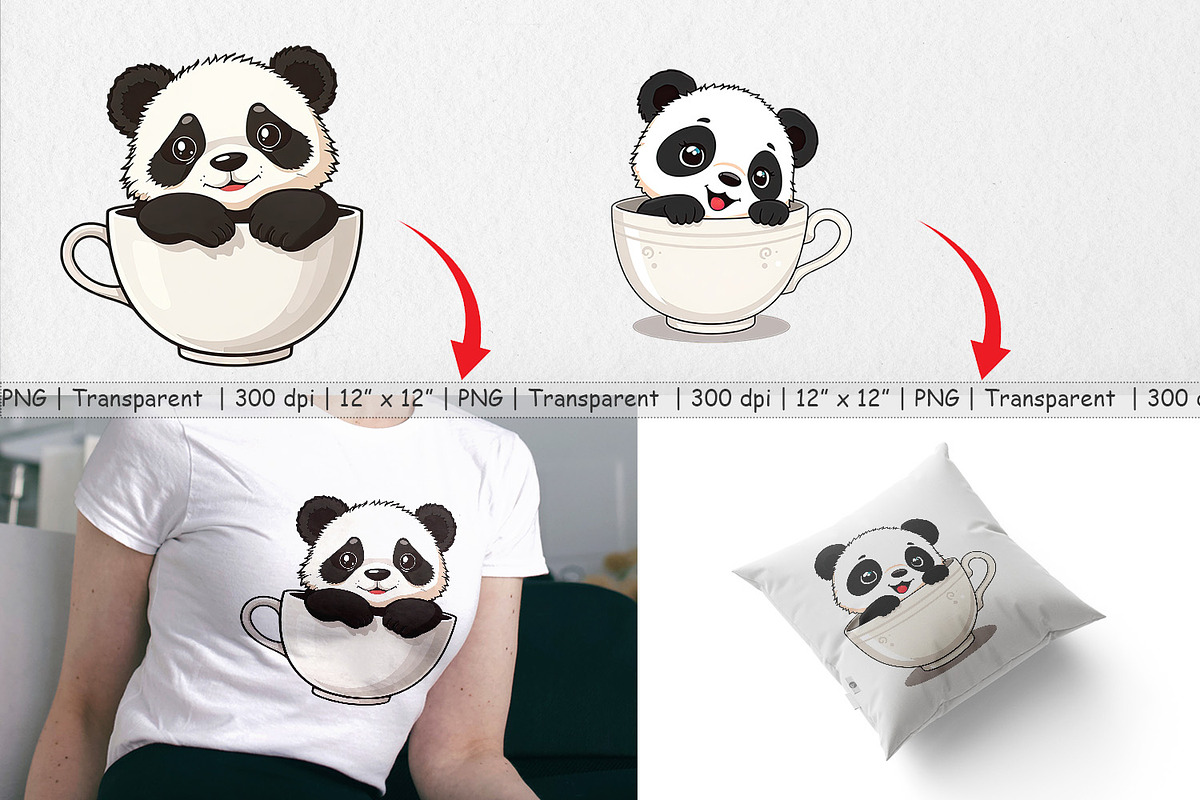 Teacup Panda Clipart, a Graphic by Artnoy (Photo 3 of 5)