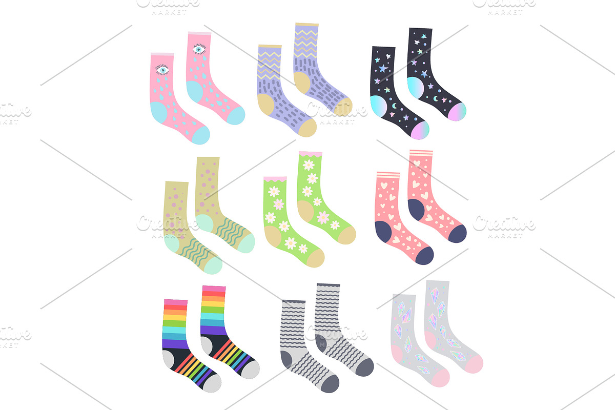 Socks. Sticker set & Pattern, an Object Illustration by Marina Demidova (Photo 3 of 3)