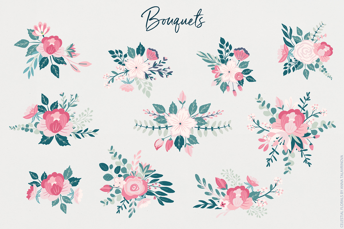 Celestial Florals Pattern & Clipart, an Illustration by Cozy pattern shop (Photo 8 of 10)