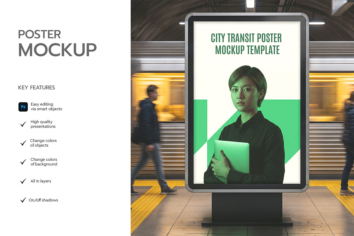 Metro Billboard Poster Mockup, an Advertising Mockup by graphypix (Photo 2 of 4)
