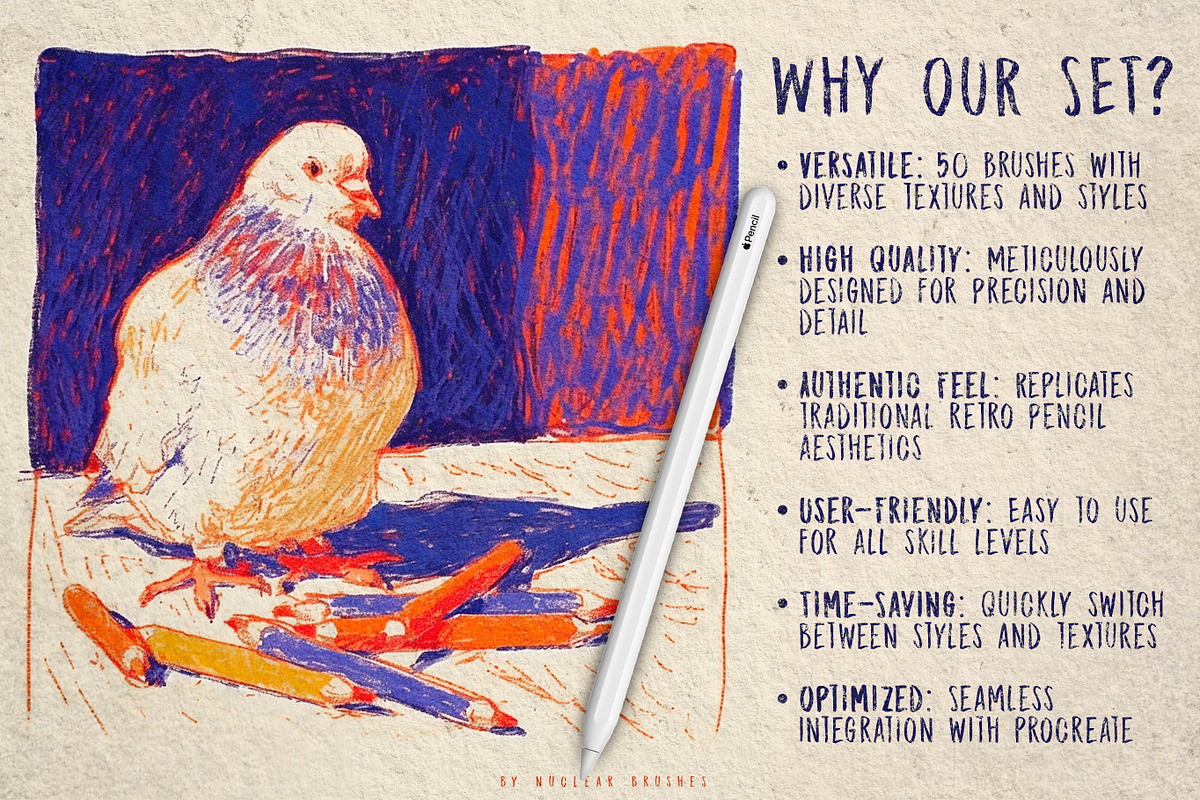 50 Retro Pencils - Procreate Brushes, a Brush Add-On by Nuclear Brushes (Photo 2 of 8)