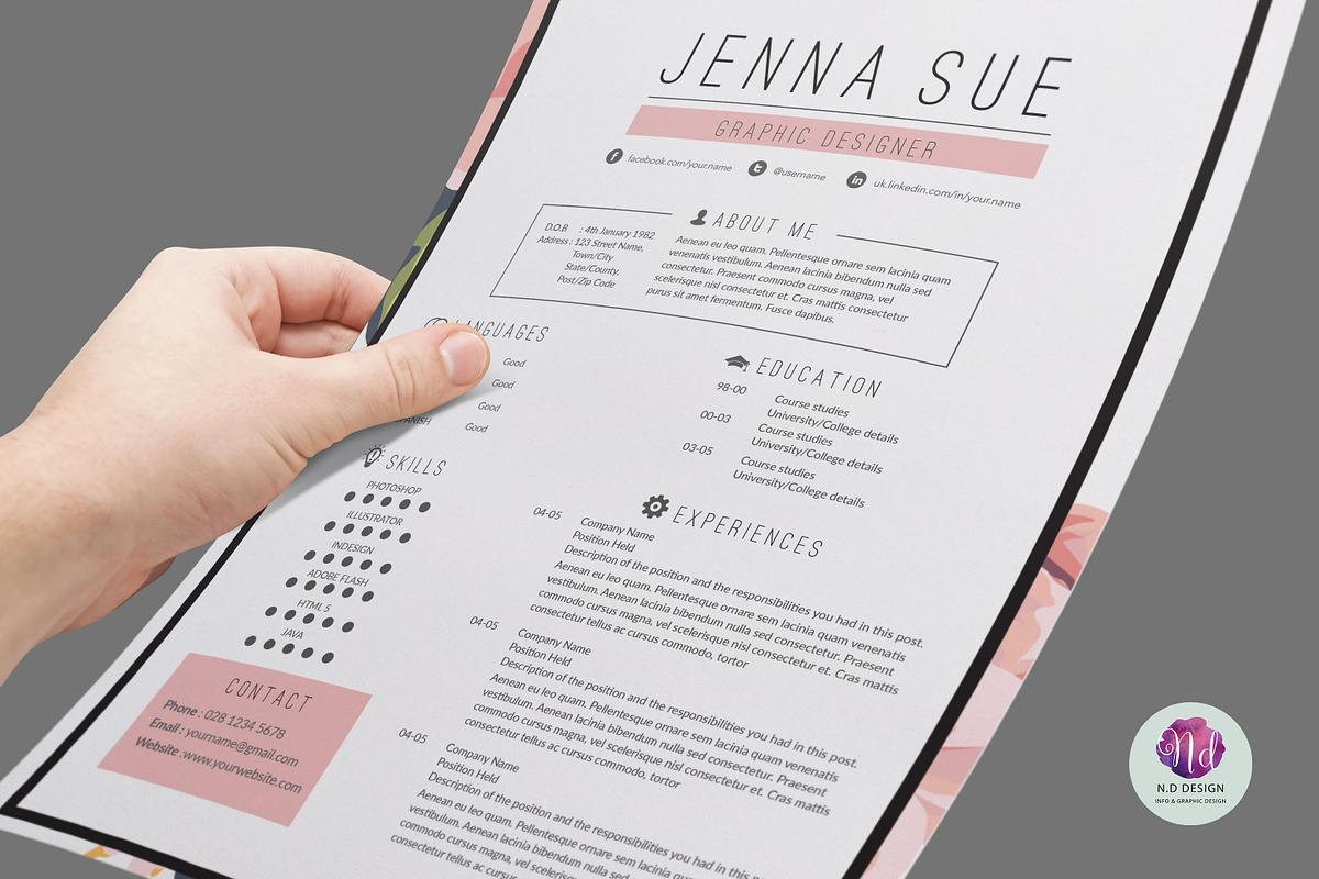 Floral resume package, a Resume Template by Chic templates (Photo 4 of 4)