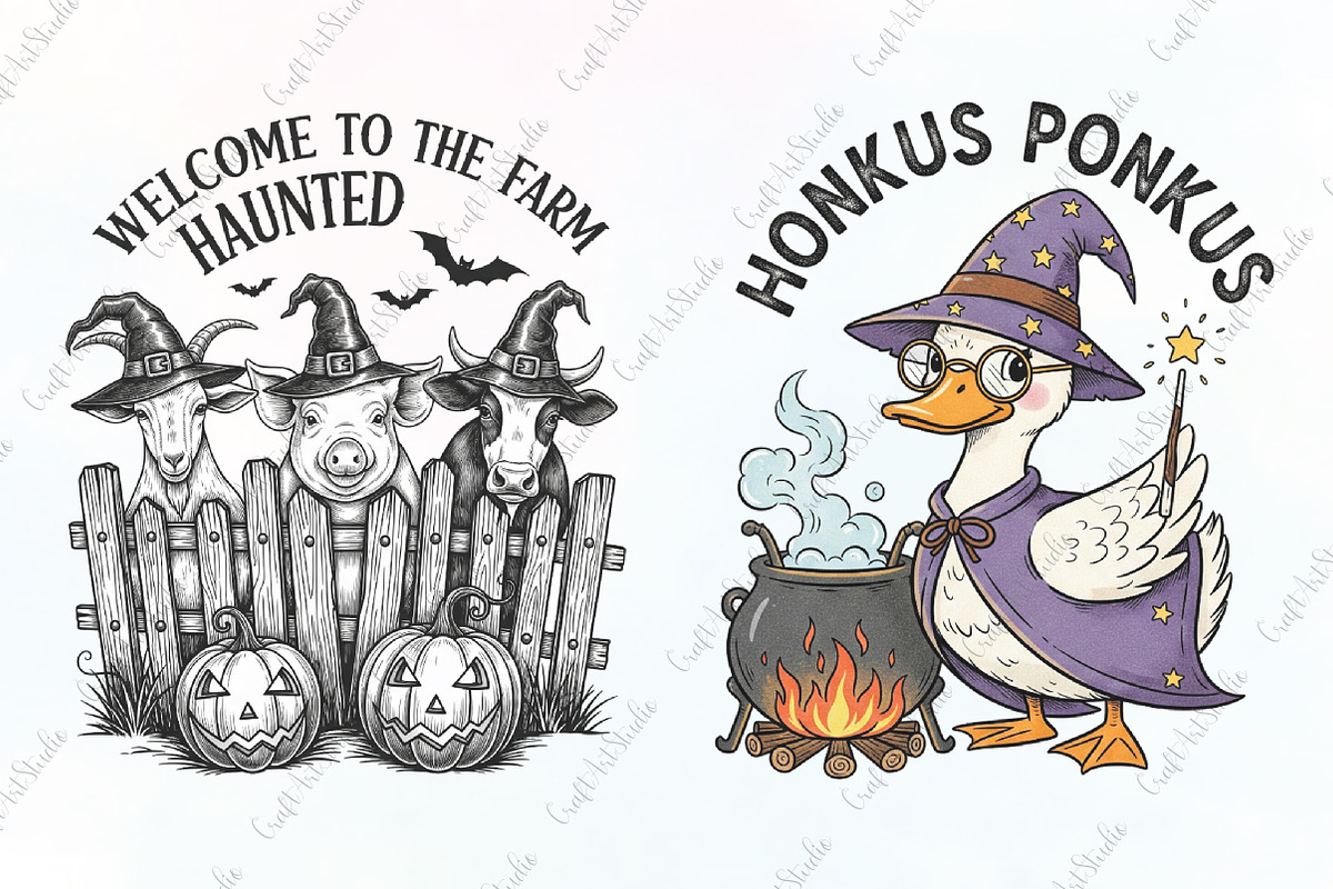 Vintage Halloween Farm PNG Bundle, an Illustration by CraftArtStudio (Photo 3 of 6)